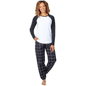 Addison Meadow Womens Large Plaid Flannel  Raglan Pajamas Set